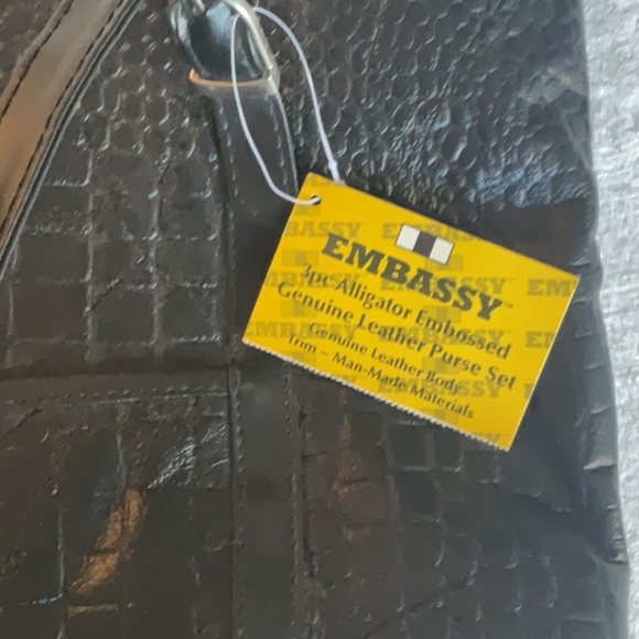 Leather Alligator embossed purse tote bag vintage - Picture 8 of 8